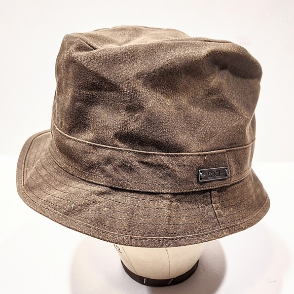 REI Co Op Waxed Cotton Brown Bucket Hat Fedora Size L/XL Cotton Lining Classic - Picture 3 of 11